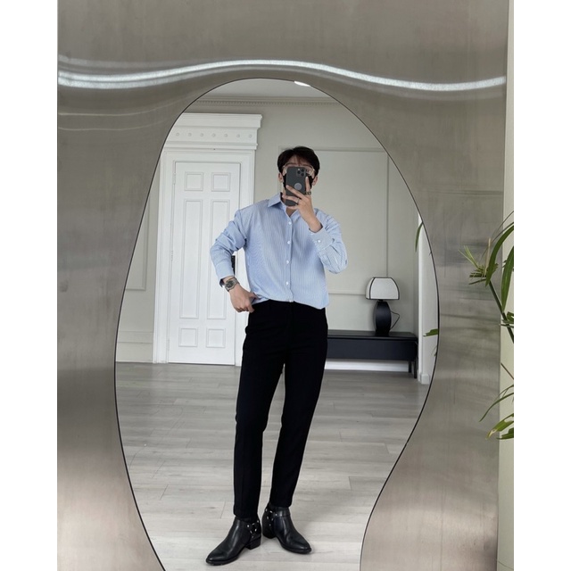 Sơmi sọc xanh basic