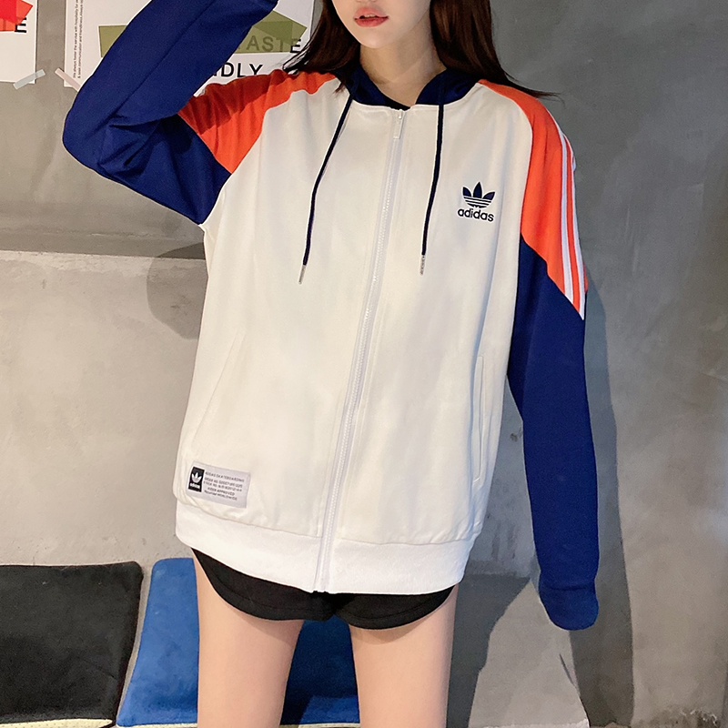 Áo Khoác Gió Adidas Màu Trơn Phối Khóa Kéo Thời Trang Cho Cặp Đôi