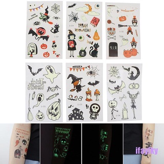 Miếng Dán Hình Xăm Tạm Thời Phát Sáng Phong Cách Halloween