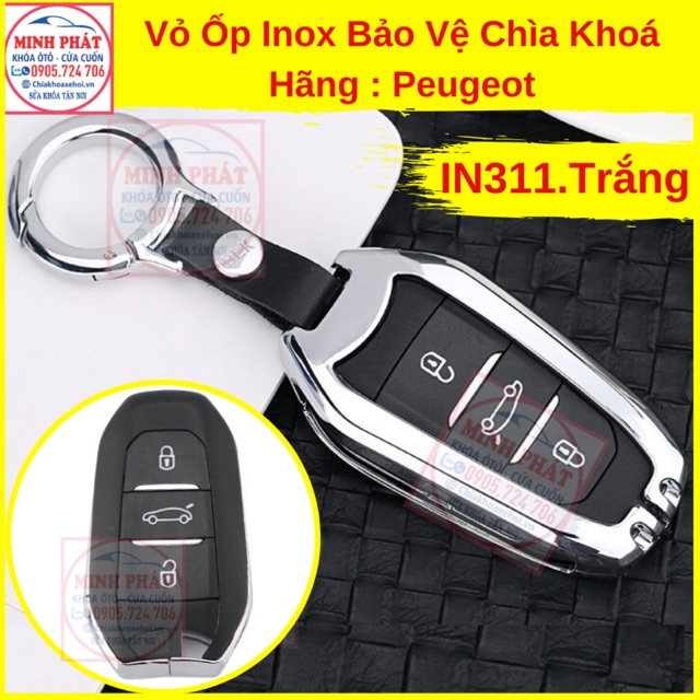 Vỏ Ốp Inox Bảo Vệ Chìa Khoá xe Ô Tô Peugeot 308 3008 5008