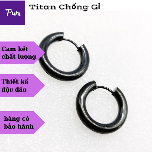 Khuyên tai nam G-dragon cực chất  Punstore màu bạc đen đơn giản cao cấp cá tính - HT tròn