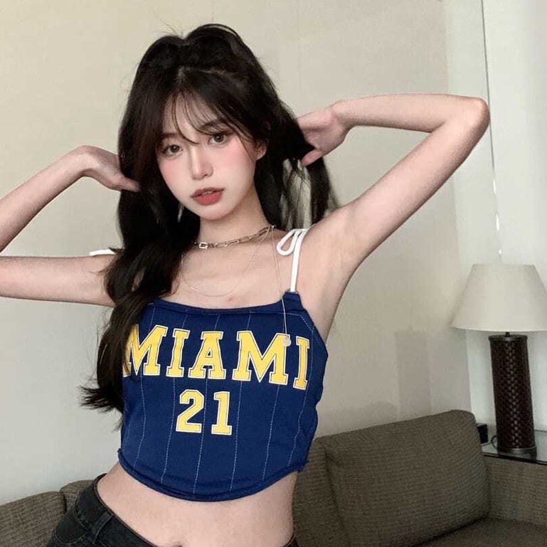 Dây rút màu xanh gợi cảm Top Tank Top Thời trang nữ