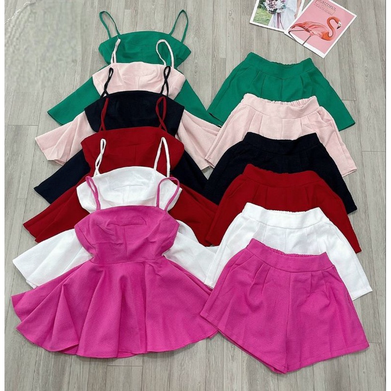 Set áo 2 dây cúp ngực + quần short