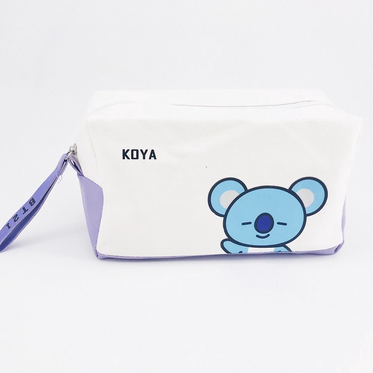 Kpop BTS bt21 Pencil Pen Cosmetic Makeup Bag Leather Coin Bag school supplies