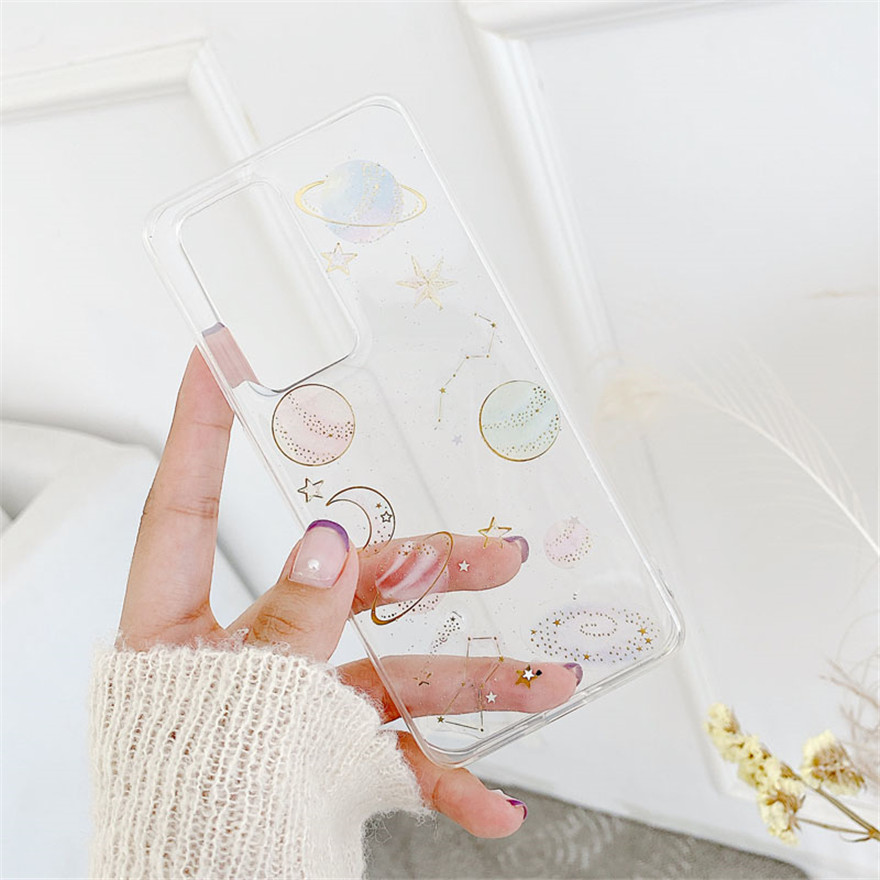 Ốp điện thoại mềm trong suốt họa tiết trăng sao lấp lánh bảo vệ cho Samsung A90 A80 A70 A60 A50s A40 A30 A20 A10 A30s | BigBuy360 - bigbuy360.vn