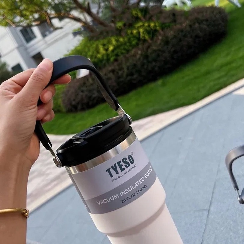 TYESO Giữ Nhiệt Màu Hút Chân Không Cách Nhiệt Cốc Tập Uống 600 &amp; 900Ml xe hơi Du Lịch Inox Cà Phê Cốc Sứ Có Hơi với tay cầm bình giữ nhiệt