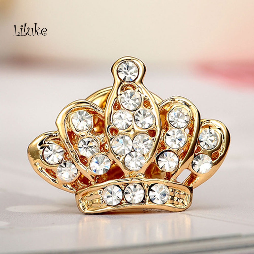 Ghim Cài Áo Hình Vương Miện Đính Đá Nhân Tạo Thời Trang Cho Nữ