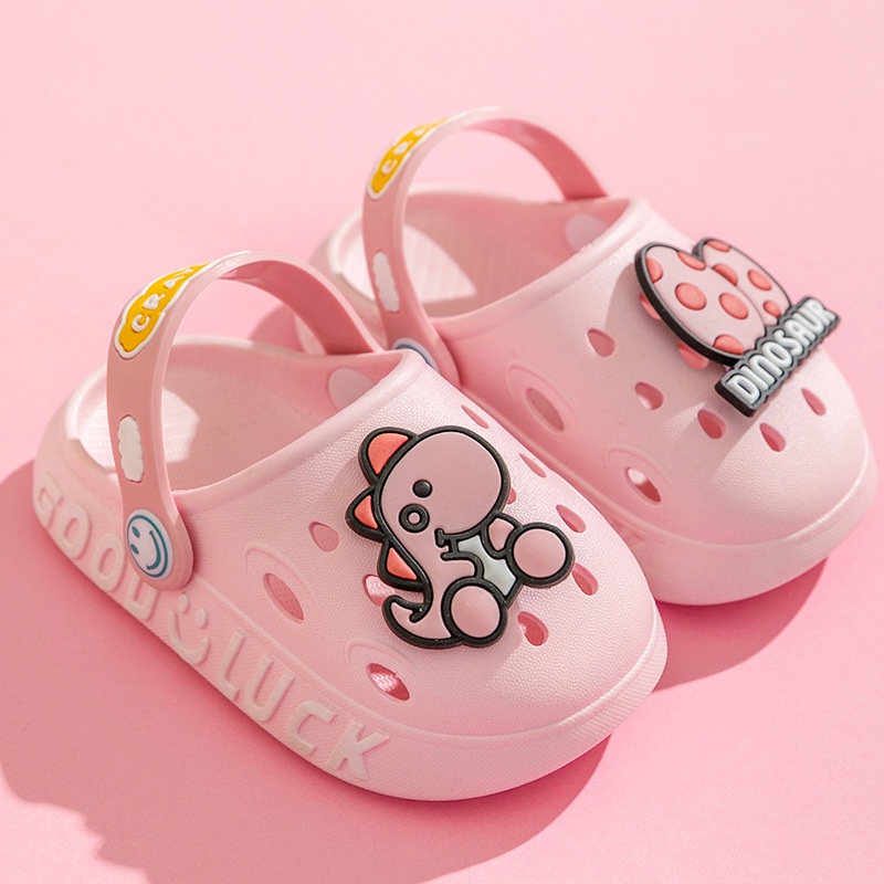 Giày sandal đục lỗ mềm chống trượt tùy chọn màu sắc họa tiết khủng long dễ thương dành cho bé từ 1-16 tuổi