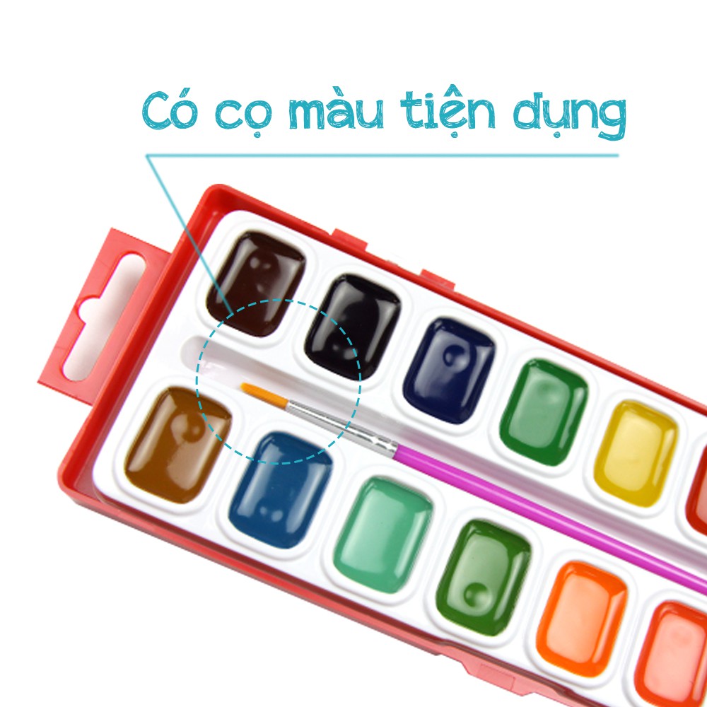 Màu nước Hồng Hà | Màu nước dạng nén | Vỉ 8/16 màu