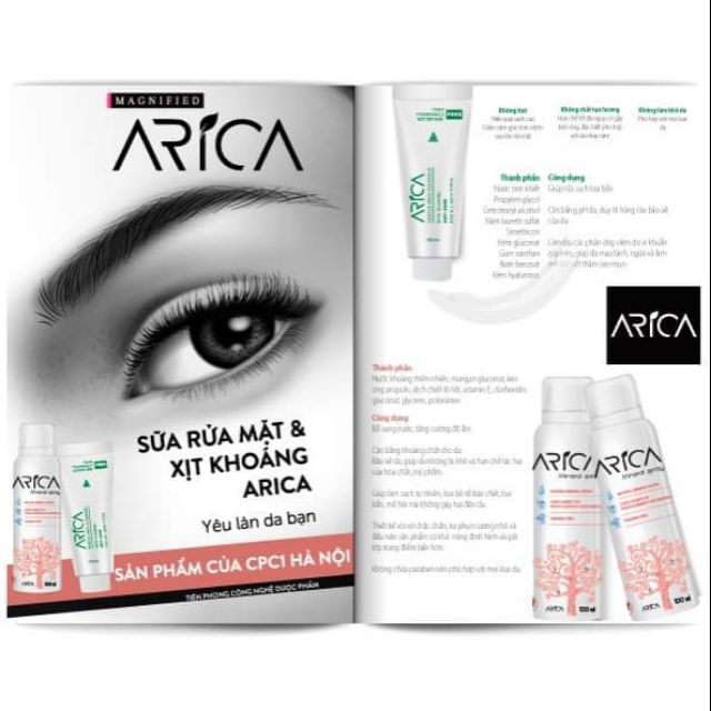 Sữa rửa mặt và xịt khoáng arica