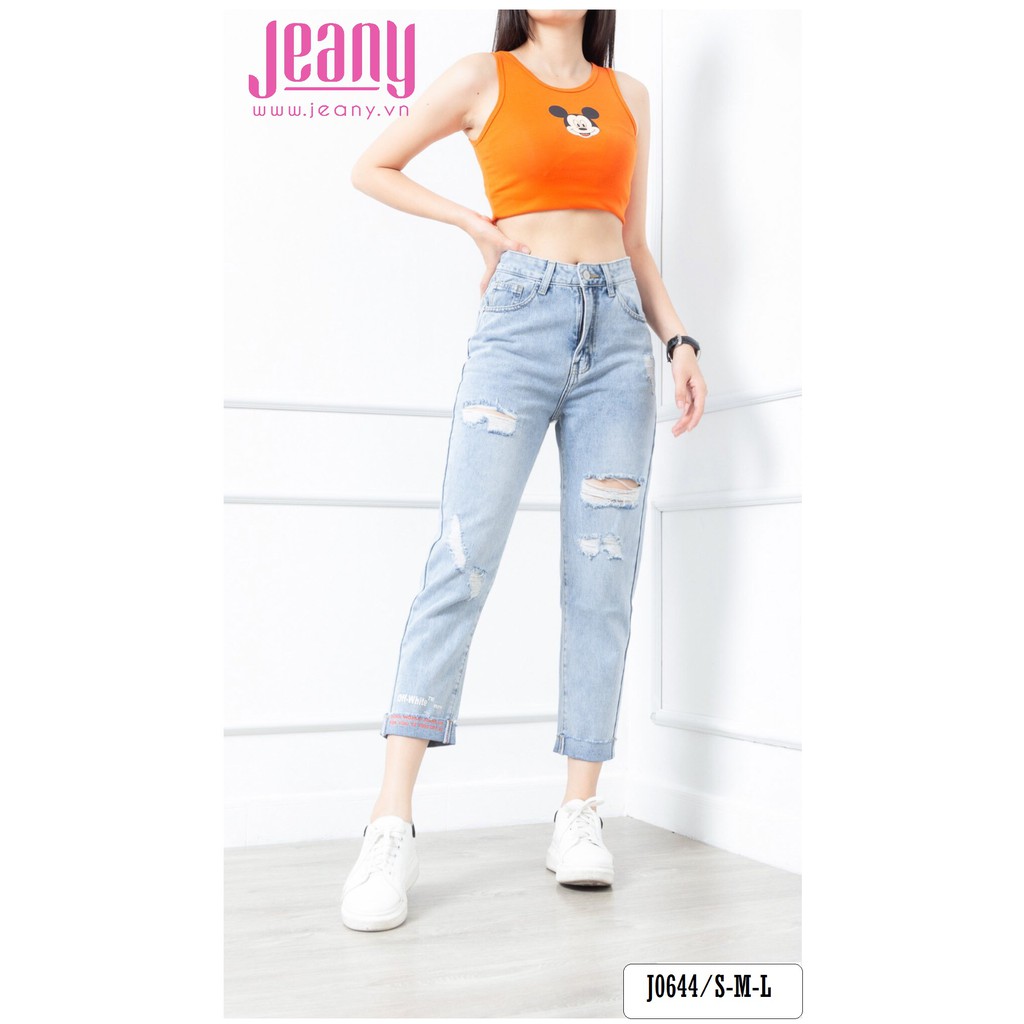 Quần Baggy Nữ Màu Nhạt Rách J0644 - Jeany