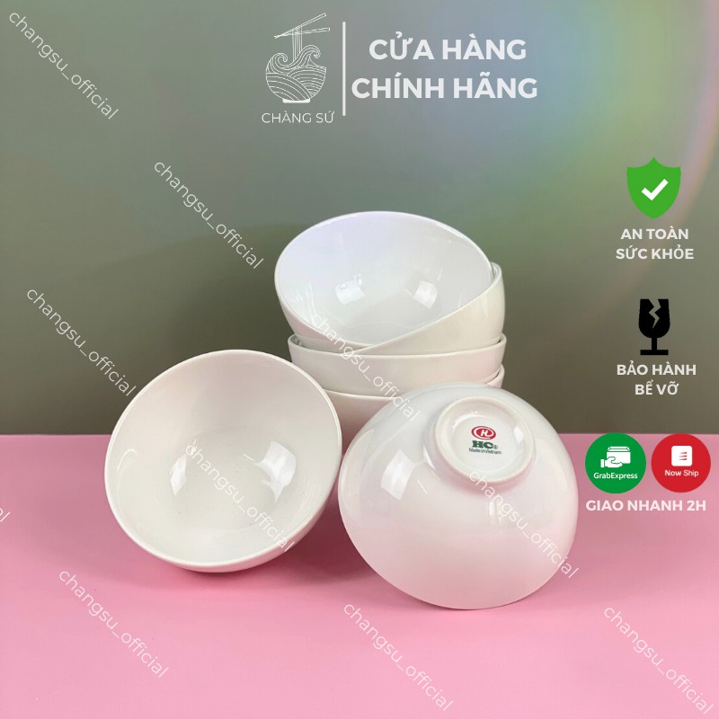 bộ bát ăn cơm 6 chén cơm sứ trắng sạch an toàn - CHÀNG SỨ HC011