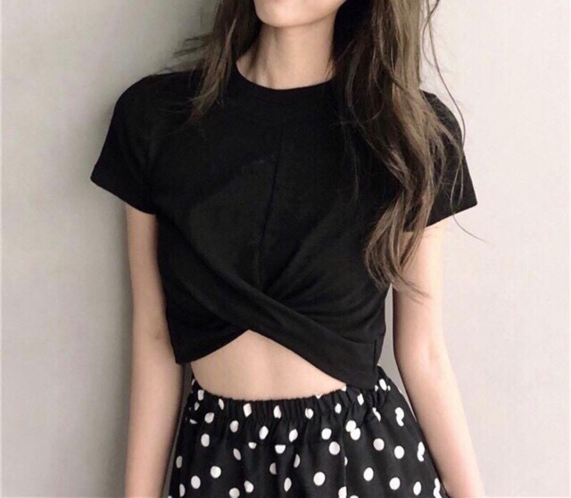 Áo croptop xoắn eo Tia19 ( Ảnh thật Tia19 chụp)