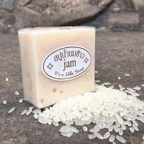 Lốc 12 cục xà bông gạo trắng da Thái Lan - Soap gạo Jam