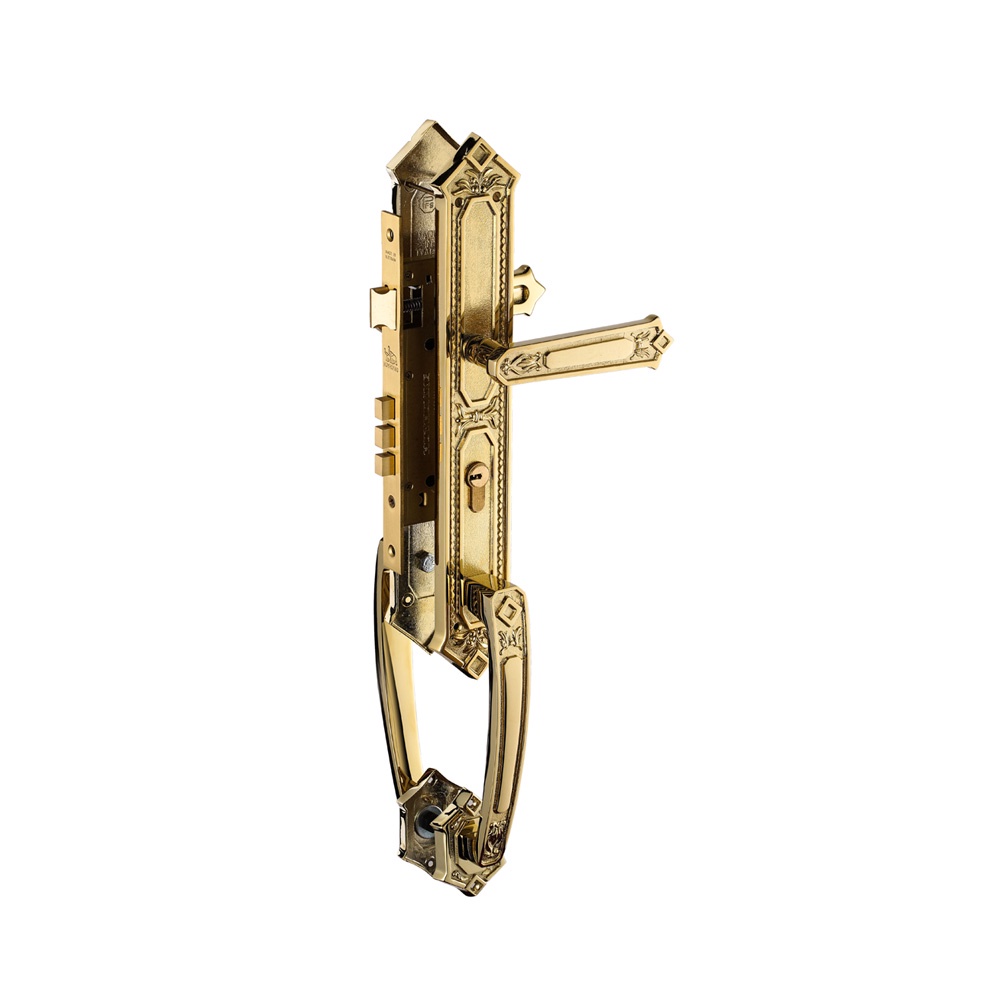 Khoá tay nắm đồng thau Huy Hoàng HC 85 KING Đại Sảnh PVD Gold (Tiêu chuẩn Châu Âu) -Cho cửa 2 cánh hoặc 4 cánh lớn