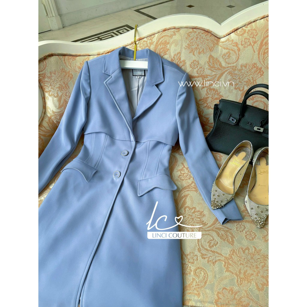 Áo Mangto màu xanh pastel cổ vest, áo mangto là 1 trong những item thời trang yêu thích của chị e mùa thu đông | BigBuy360 - bigbuy360.vn