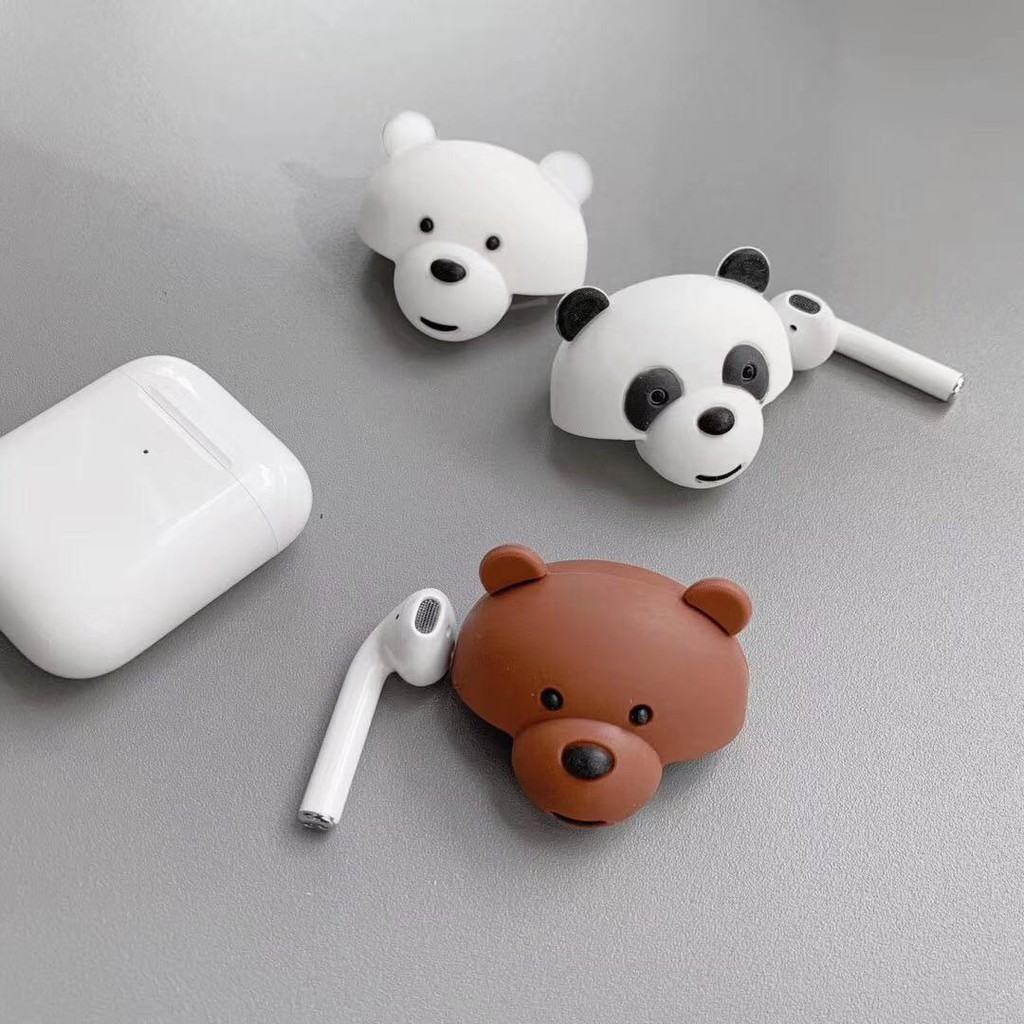 Vỏ bảo vệ hộp đựng tai nghe airpods hình chú gấu đáng yêu