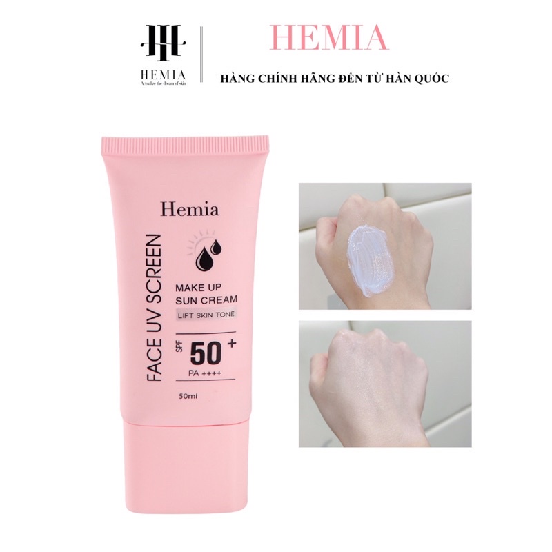 Kem chống nắng Hemia Hàn Quốc dưỡng trắng make up bảo vệ da, chống lão hóa, da dầu, da mụn, da khô, da thường