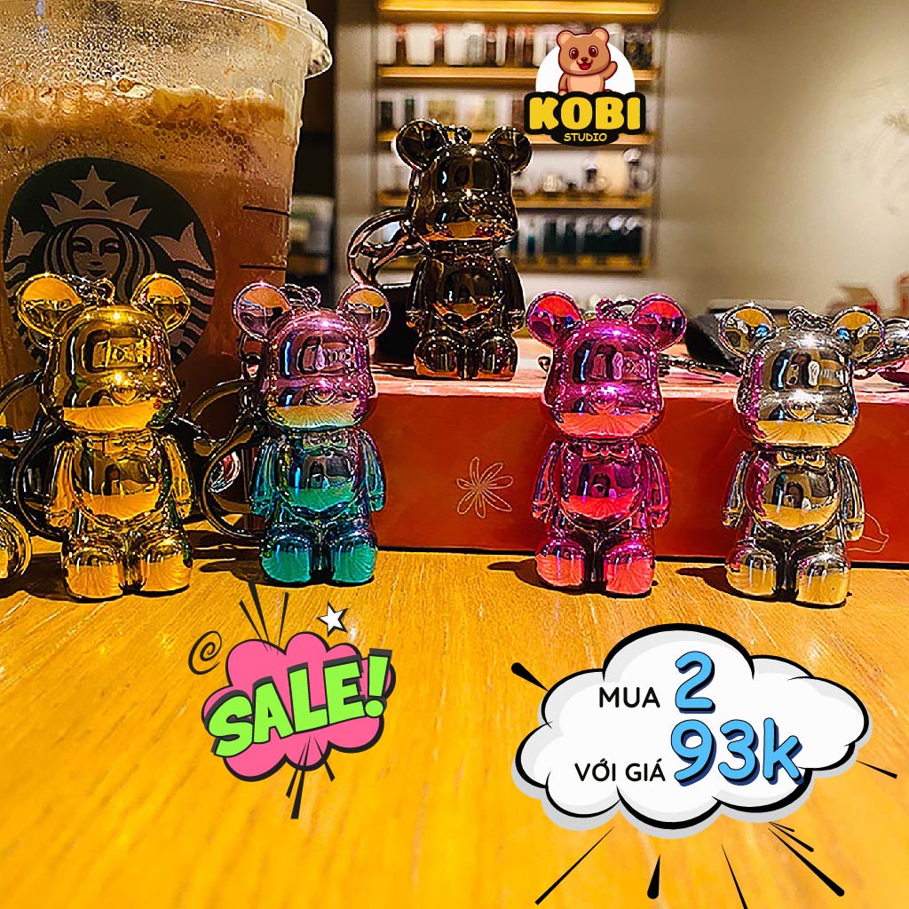 Móc Khoá Bearbrick KOBI Cao Cấp, Móc Khóa Phụ Kiện Túi Xách Gấu Đặc Dây Lấp Lánh Hàn Quốc đủ màu sắc hot trend Tiktok