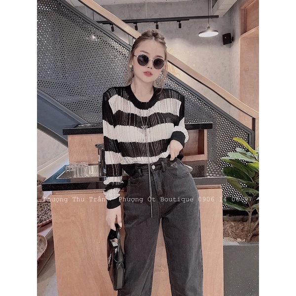 Maihuong⚡️ÁO LEN LƯỚI DÀI TAY KEM DÂY XÍCH 3 MÀU CỰC XINH CHO NỮ GIÁ TỐT