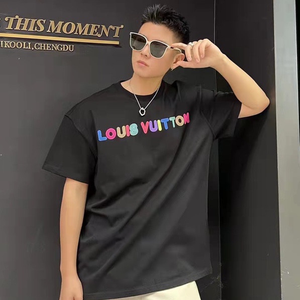 Áo Thun Cotton Cổ Tròn In Chữ Màu Neon Size S-5XL Cho Nam Nữ