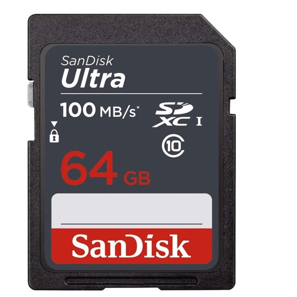 Thẻ nhớ Máy Ảnh SD 64GB Sandisk Ultra Class 10 UHS-I upto 100MB/s (Xám)