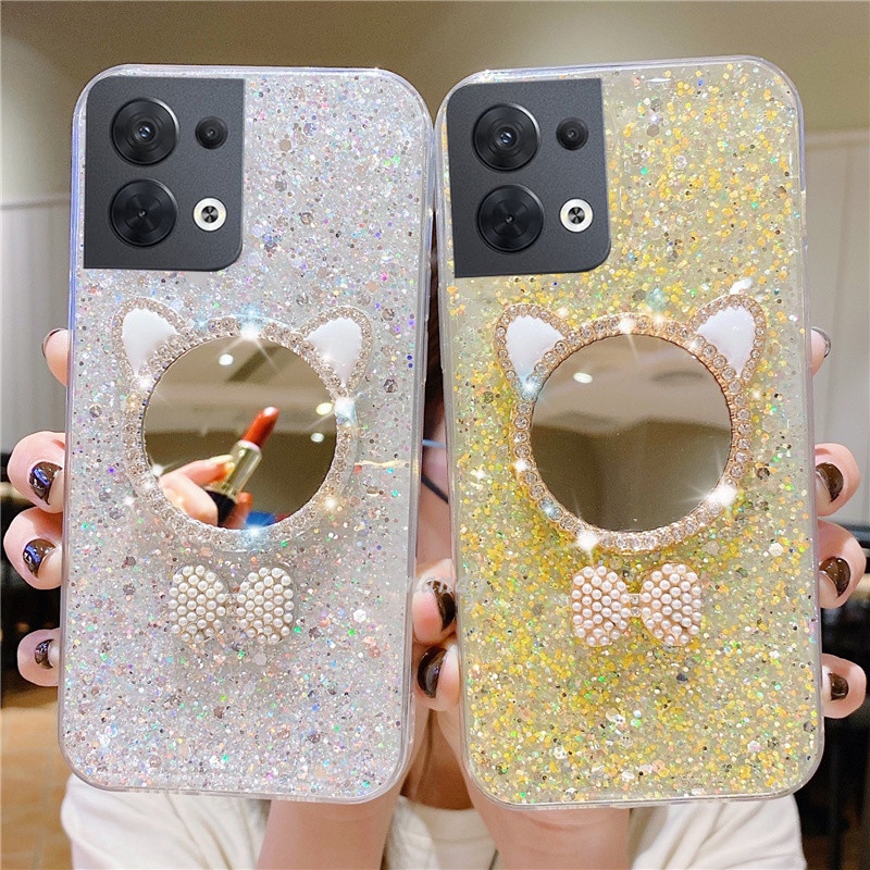 Ốp Điện Thoại TPU Mềm Chống Sốc Gắn Kèm Gương Trang Điểm Cho OPPO Reno8 8Z 8Pro Reno 8 7 7Z 7Pro 6Z 6 Z Pro 5G 4G 2022