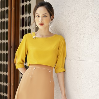 Áo sơ mi nữ cổ thuyền_OLLY_OBA20.007