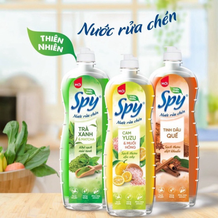 Nước rửa chén SPY 760ml nước rửa chén 3 mùi hương cam trà quế thành phần từ thiên nhiên an toàn tuyệt đối với sức khỏe