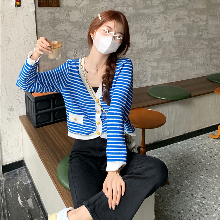 SUXI Áo Khoác Cardigan Dệt Kim Tay Dài Dáng Rộng Cổ Chữ V Phong Cách Hàn Quốc