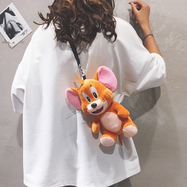 Túi đeo vai hình mèo Tom và chuột Jerry,heo hồng, cừu, vịt, mây,bắp cải