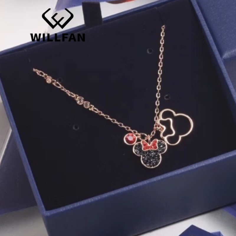 FREE SHIP Dây Chuyền Nữ WILLFAN Mickey Mouse Necklace Porcelain Inlay Technology Necklace Crystal FASHION cá tính Trang sức trang sức đeo THỜI TRANG