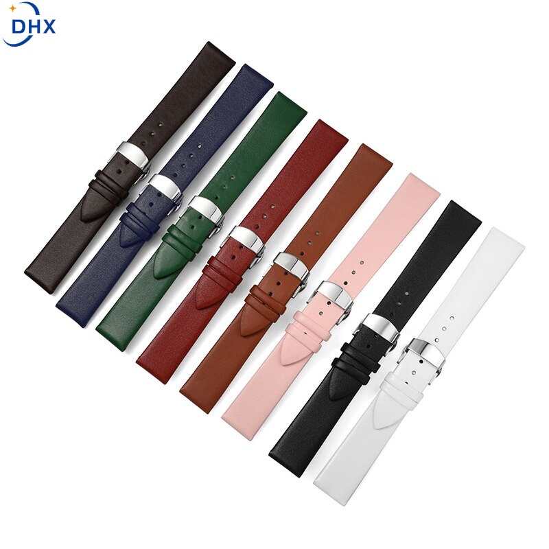 Dây đeo đồng hồ bằng da bò siêu mỏng kích thước 10-22mm 20mm