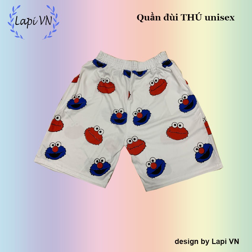 Quần Short Thú Unisex gấu Kaws MS01- Design by Lapi VN Nam Nữ Đều Mặc Được