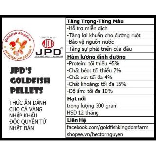 Cám nhật JPD KINGYO Zen ( Tăng trọng- Tăng màu- Hạt Nổi ) 300gram