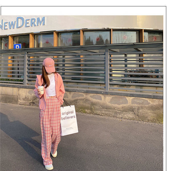 quần ống rộng Sọc Caro Hồng Phong Cách Hàn Quốc 2021 Cho Nữ | BigBuy360 - bigbuy360.vn