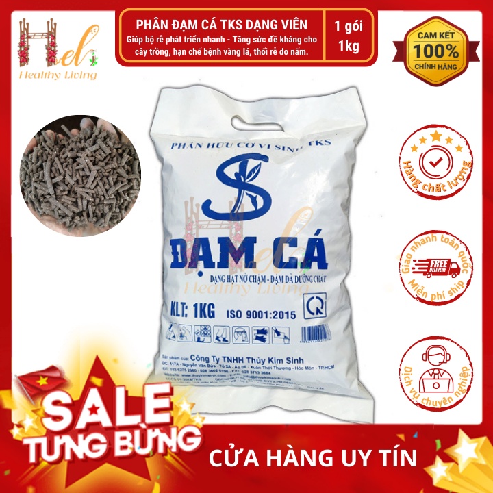 Phân Bón Hữu Cơ Đạm Cá Viên 1Kg - Trồng Hạt Giống Rau Củ Quả, Hoa Hồng, Cây Cảnh Bằng Đất Sạch, Xơ Dừa