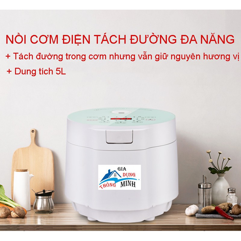 Nồi cơm điện tách đường cảm ứng thông minh, nồi cơm điện tách đường đa năng 5L - Dùng cho 5-8 người ăn