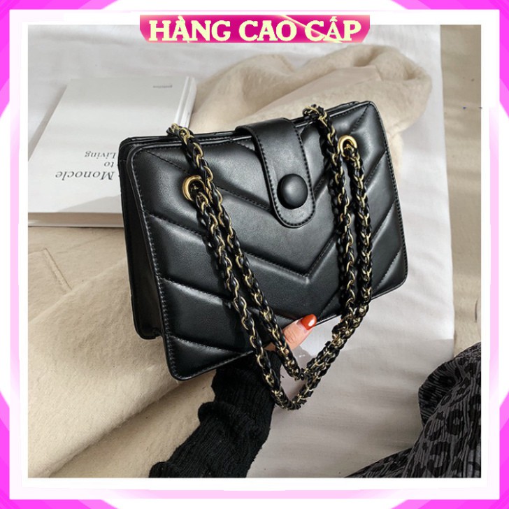 ❤𝑭𝑹𝑬𝑬𝑺𝑯𝑰𝑷 ❤ Túi xách Túi đeo chéo nữ Da vân sọc Dây pha xích Màu trắng đen cao cấp công sở đi làm dự tiệc | BigBuy360 - bigbuy360.vn
