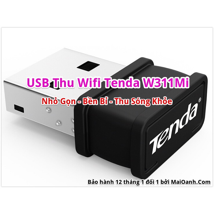 USB Thu Wifi Tenda W311MI Chuẩn N 150Mbps & Cáp USB kéo dài