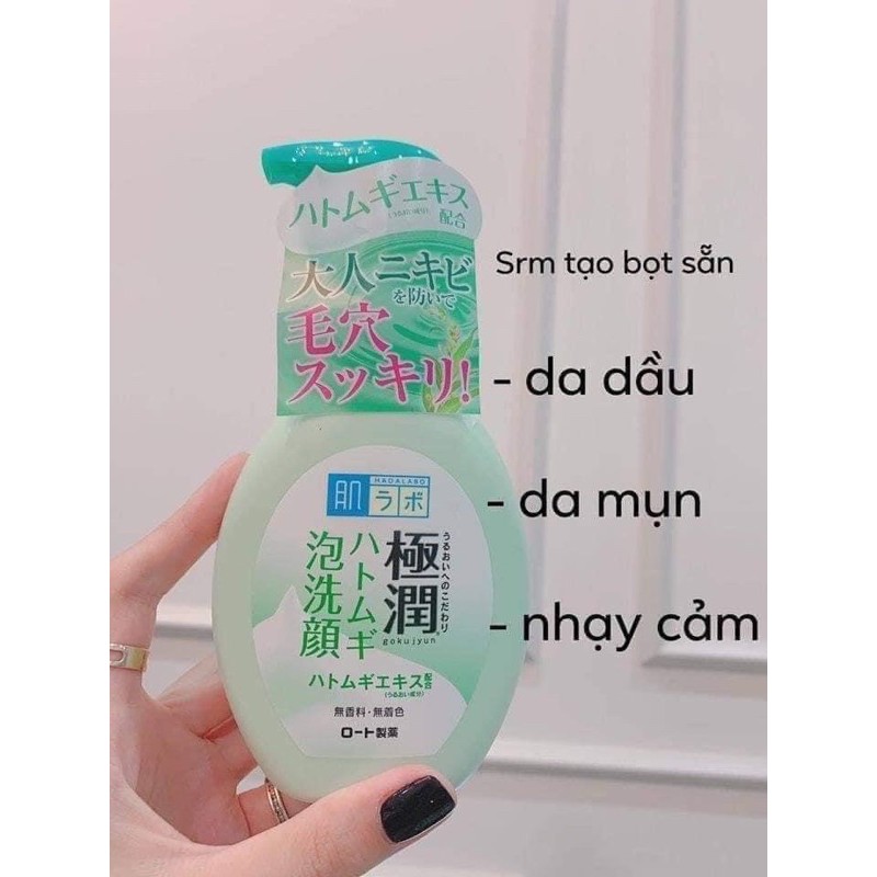 Sữa Rửa Mặt tạo bọt HadaLabo Gokujyun Foaming Cleanser Tạo Bọt Chai 160ml Nhật Bản | BigBuy360 - bigbuy360.vn