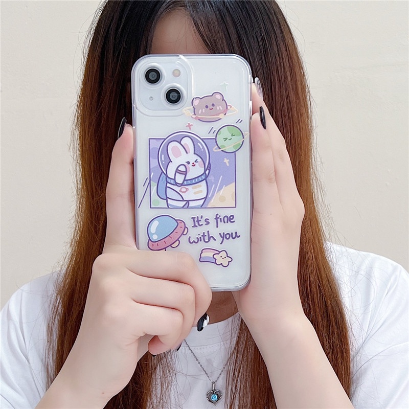 Dễ Thương Ốp Điện Thoại Hình Thỏ Cho OPPO A55 A54 A5S A7 A12 A74 A95 A16 A16K A15 A94
