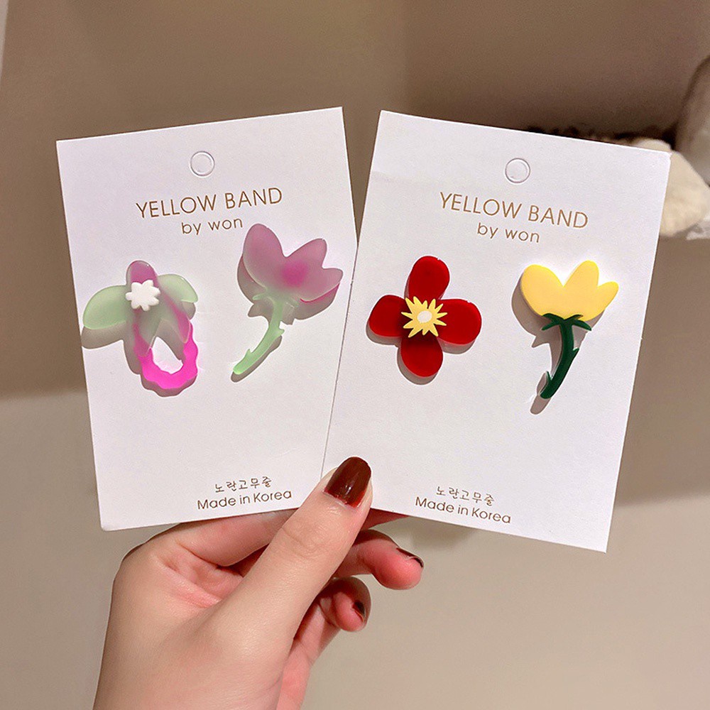 Khuyên tai acrylic họa tiết hình học hoa nhiều màu thời trang cho nữ