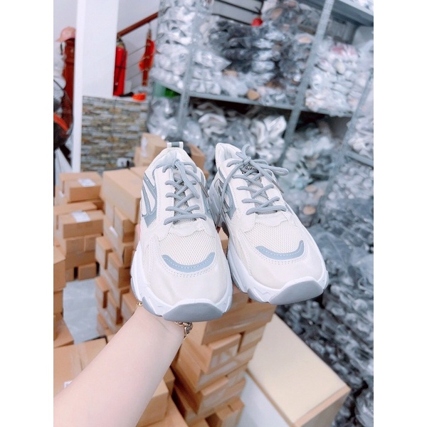 Bán Sỉ- Giày thể thao dạ quang phối xám độn đế 4cm