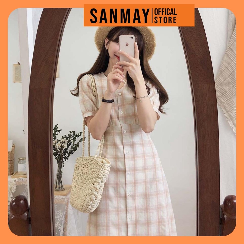 Đầm Caro Kẻ Sọc SANJOLI Váy Công Sở Cao Cấp Thiết Kế Suông Kiểu BabyDoll Hàn Quốc Đi Dự Tiệc Cưới, Đi Chơi Xanh VD046 | BigBuy360 - bigbuy360.vn