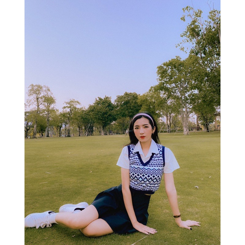 [Mã WASKT304 giảm 15% tối đa 30K đơn 99K] Áo gile croptop kẻ ziczac đen trắng (áo gile Hàn Ulzzang) | BigBuy360 - bigbuy360.vn