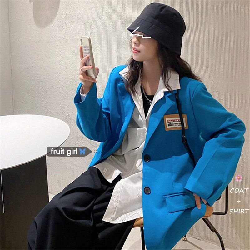 Sẵn Đen-M(Hàng Đẹp)Áo blazer Unisex mùa thu phiên bản Hàn Quốc-HC670.Ảnh thật 5 hình cuối
