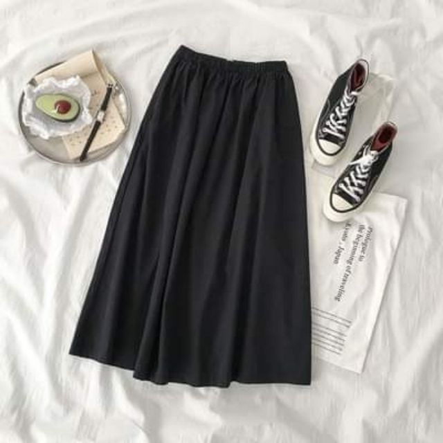 Hàng Sẵn_  Váy Midi dài lưng thun ulzzang | BigBuy360 - bigbuy360.vn