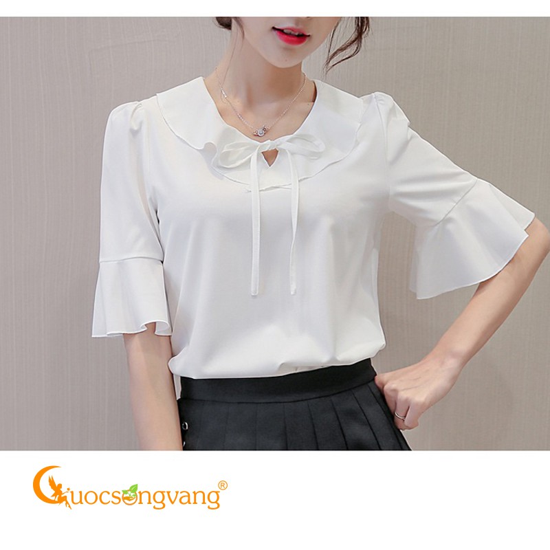 Áo nữ tay loe áo sơ mi nữ cổ bèo GLA165 Cuocsongvang