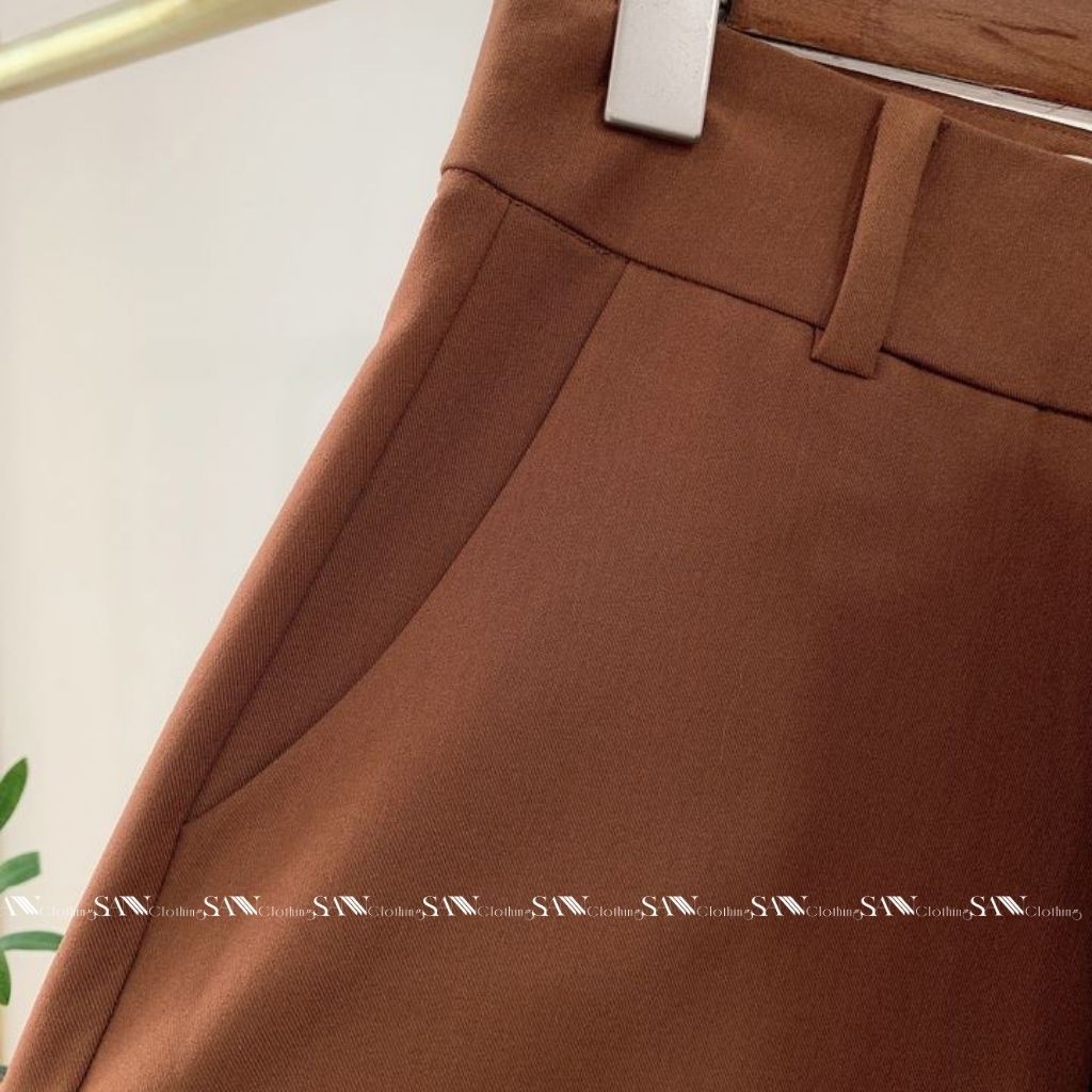 Quần ống suông nữ cạp cao culottes dài vải tuyết mưa QD002